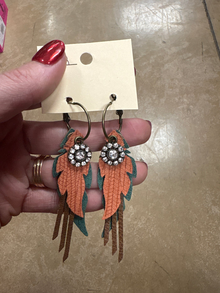8493- Teal & Coral Layer Earrings