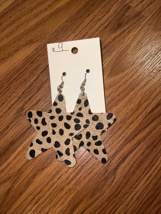 3178- Star Hair On Hide Earrings