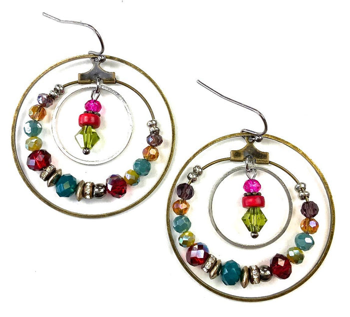 Thin Rings & Beaded Dangle Earrings