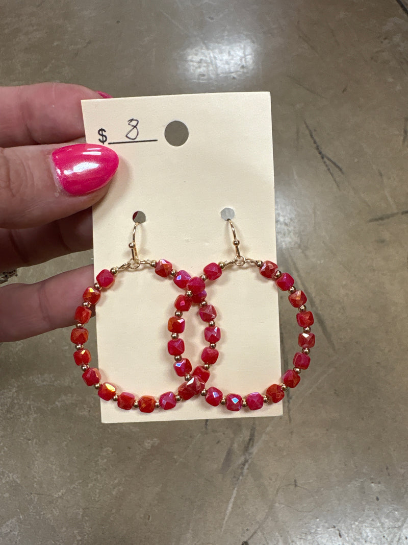 Coral Circle Hoop Earrings