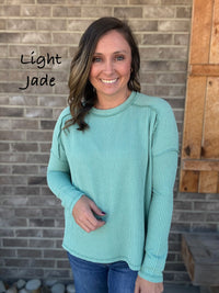 Ribbed Long Sleeve Top By Zenana *MULTIPLE COLORS*