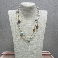 654- Mustard w/ Crystal Layer Necklace