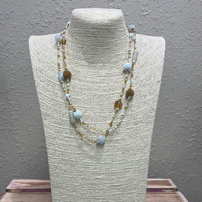 654- Mustard w/ Crystal Layer Necklace