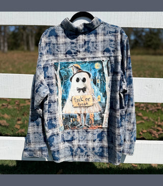 Trick Or Treat Plaid (Blue) Flannel | Indigo Blue | PREORDER