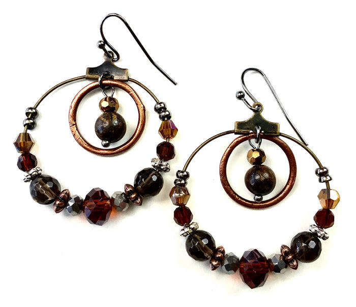 Small Beaded Hoop w/Ring Earrings