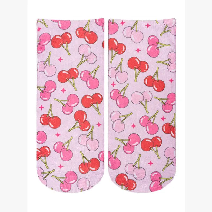 Novelty Graphic Ankle Socks - Classic Cherries - Pink