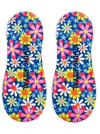 No-Show Liner Socks - Retro Flower Print - Blue