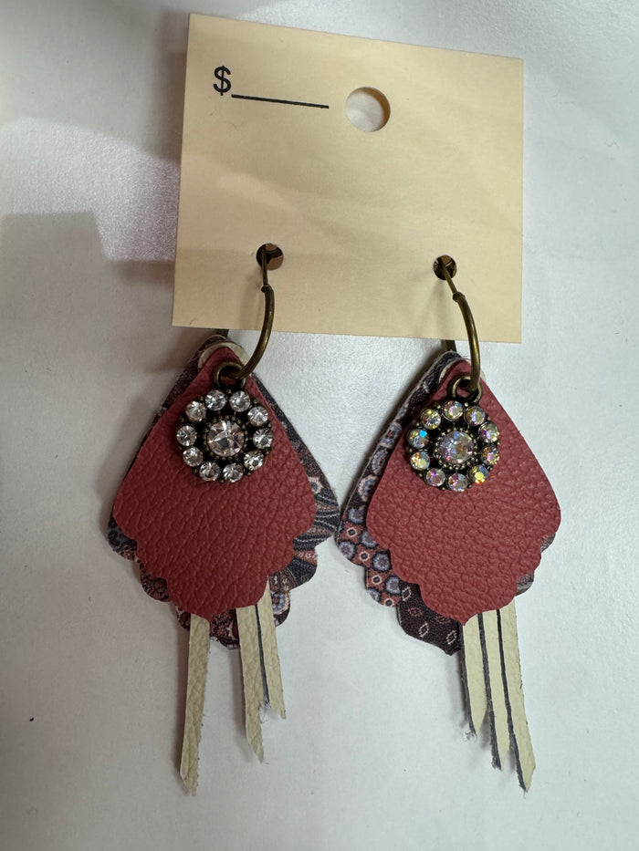 Paisley, Cream, Rose Layeted Earrings