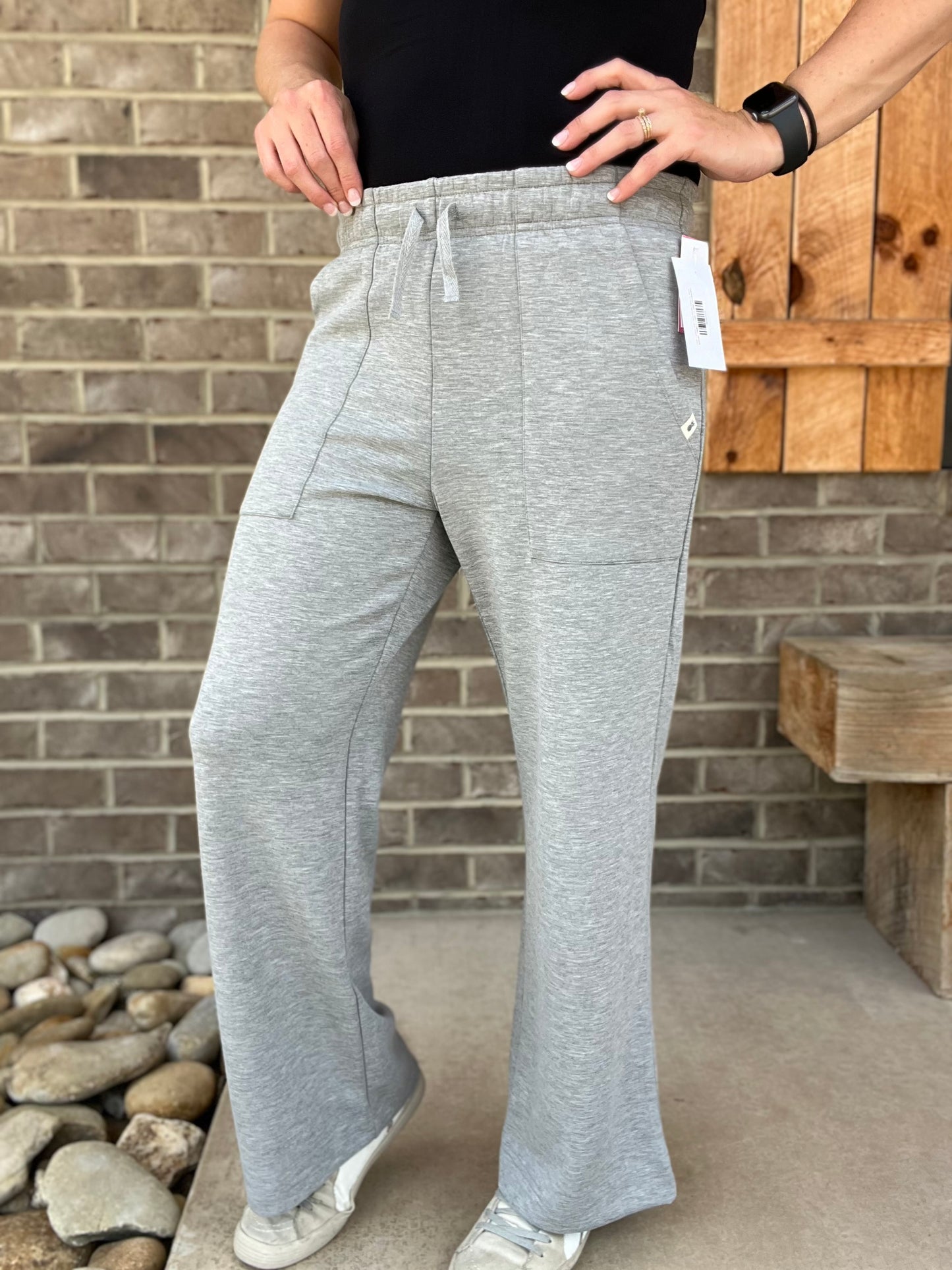 2769- Heather Grey Flare Athletic Pants by Simply Southern