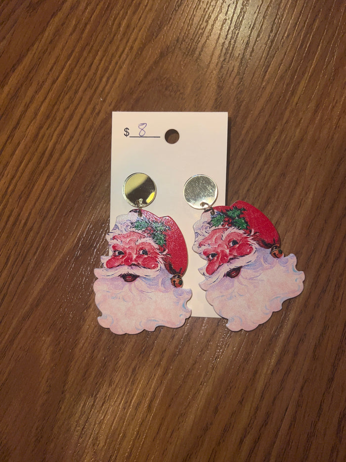 2131- Santa Wooden Earrings