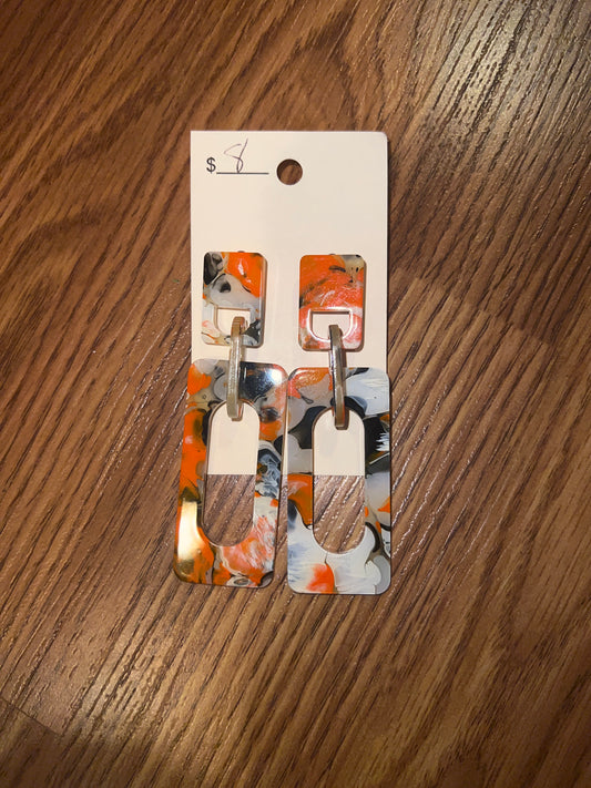 3157- Orange & Black Acrylic Earrings