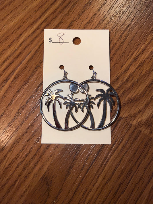 3106- Palm Tree Circle Earrings