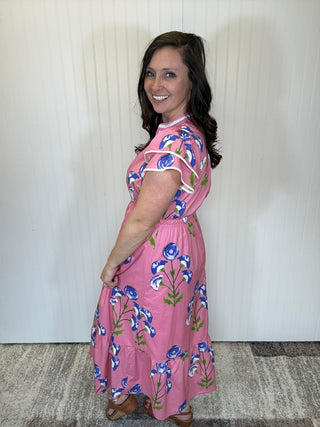 Pink Blossom Meadow Print Midi Dress by Umgee