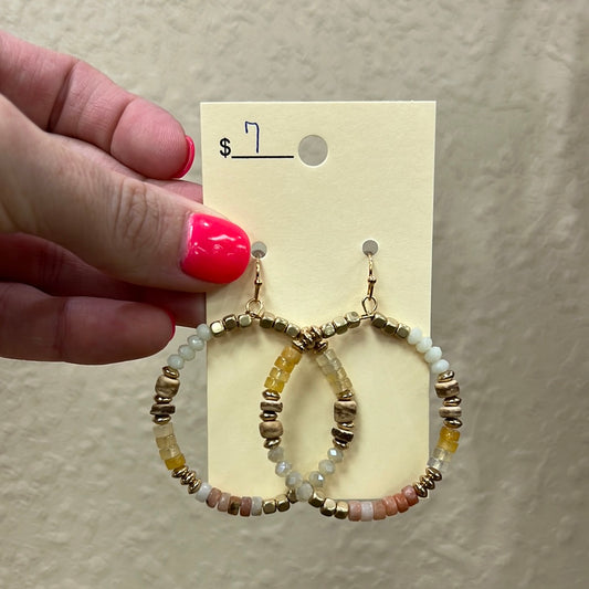 2195- Natural Beaded Circle Hoop Earring