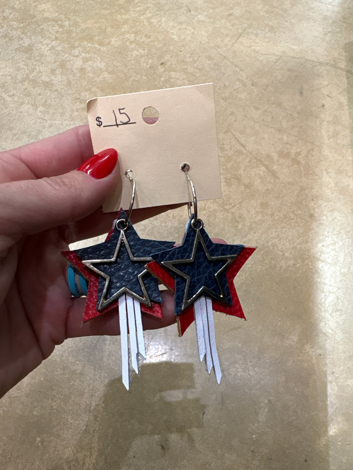 Red, White, Blue Layer Star Earrings