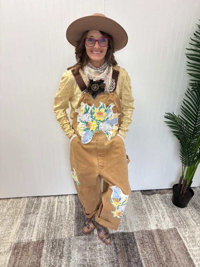 The Golden Garden Muse Upcycled Overalls by Jaded Gypsy *FINAL SALE*