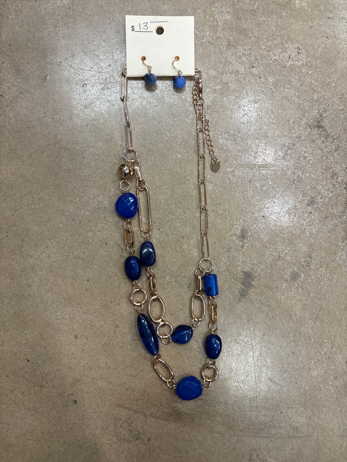 Blue & Gold Chain Layer Necklace