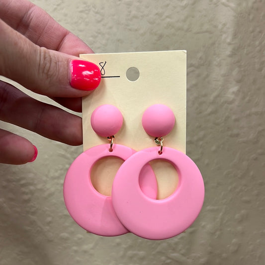 2199- Light Pink Circle Clay Post Back Earrings