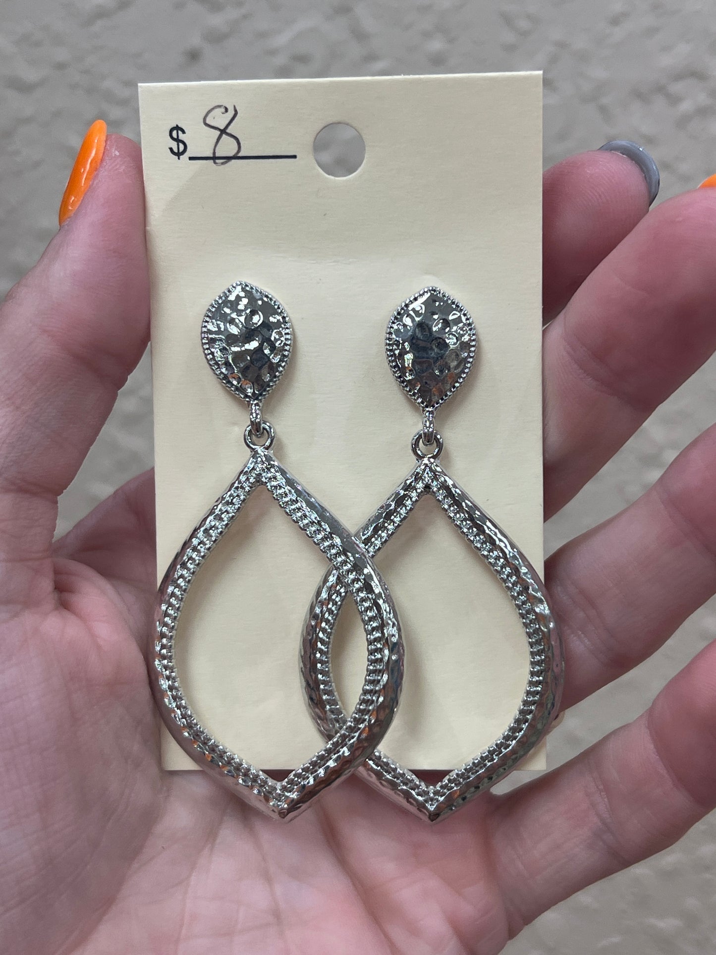 2929- Silver Textured Earrings