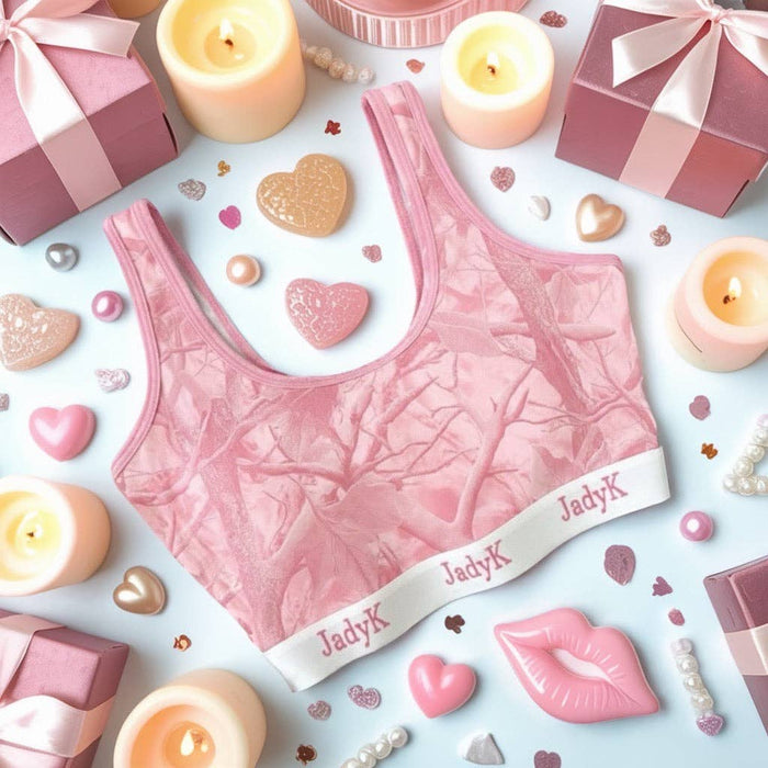 Arya Bralette Valentine Print Collection | JadyK: Pink Camo