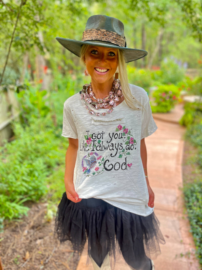 2352- I Got You Distressed Graphic Tee