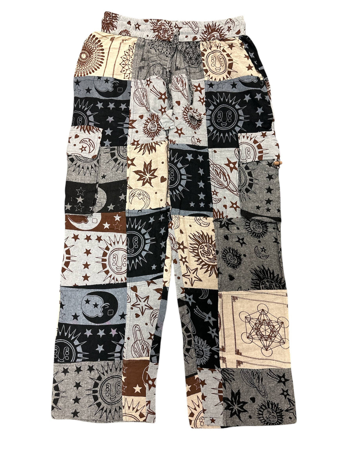 Cotton B/W Multi Print Block Patchwork Pant