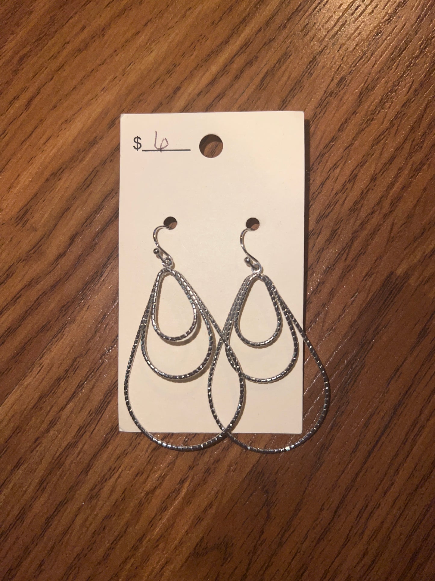 3125- Silver Teardrop Layer Earrings