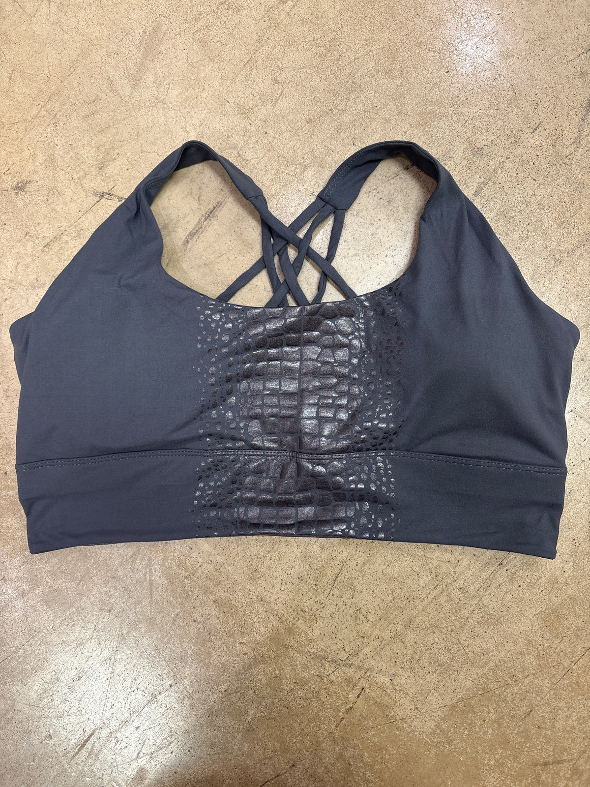 (12) Charcoal w/ Leopard Detail Sports Bra *FINAL SALE* DOOR BUSTER*