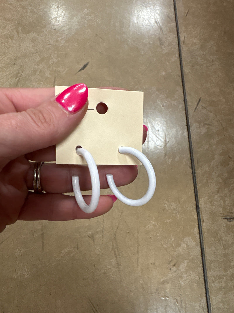 White Hoop Earrings