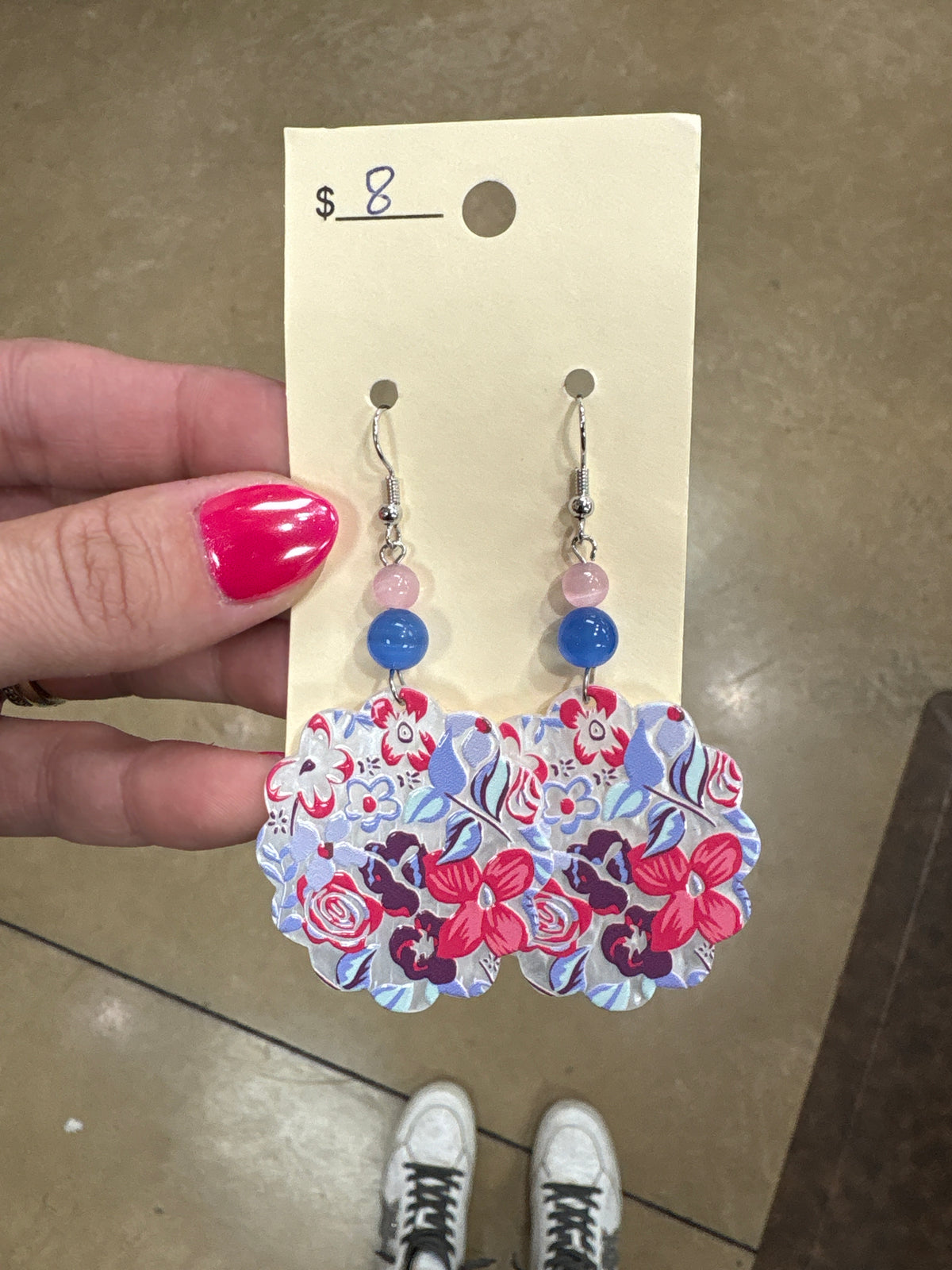 Pink & Purple Floral Print Earrings