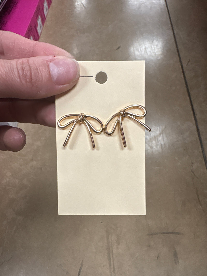 Gold Bow Stud Earrings