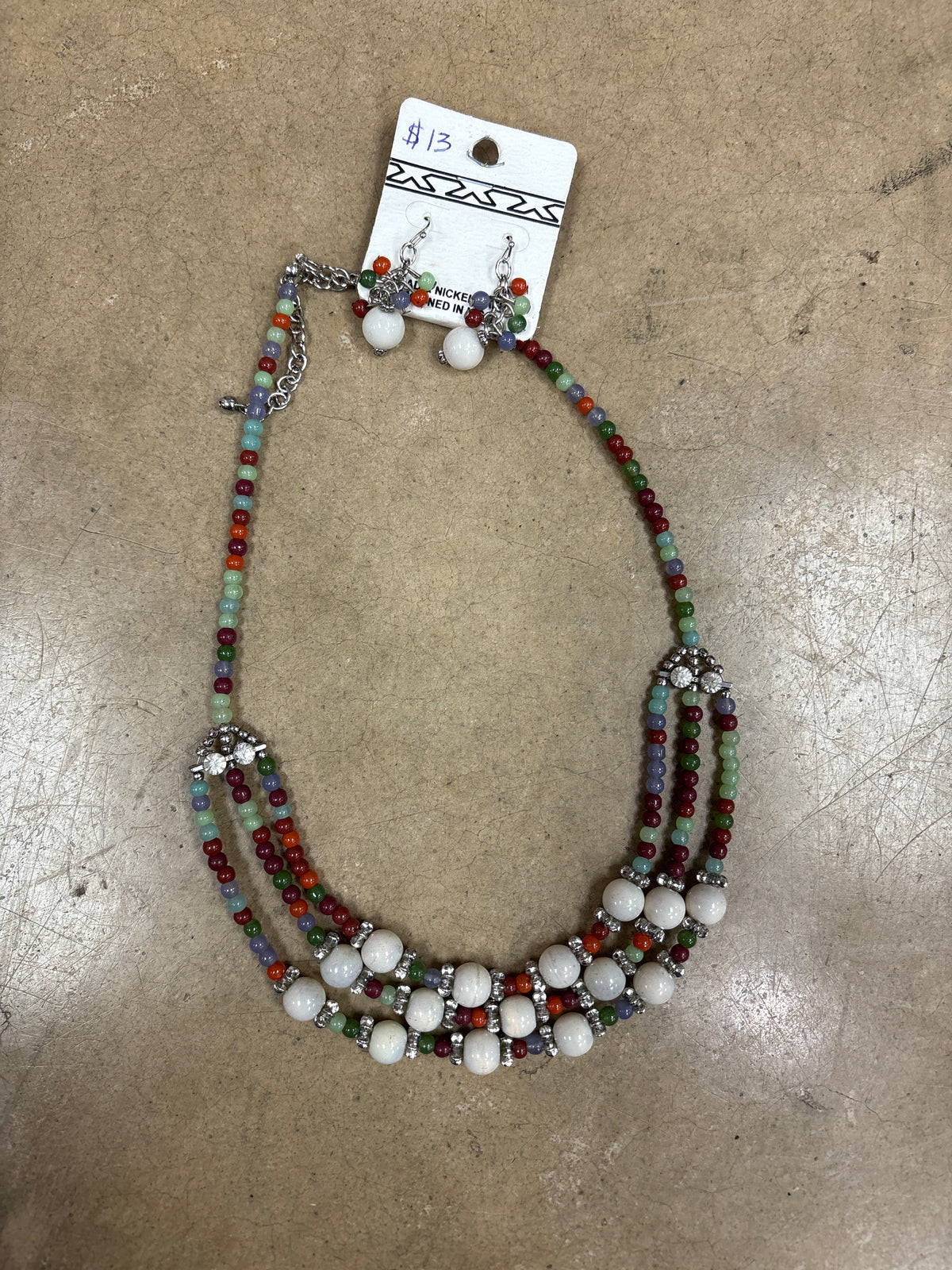 Dark Tone Beaded Multi Layer Necklace