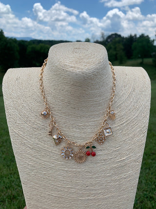 Golden Glimmer Charm Necklace