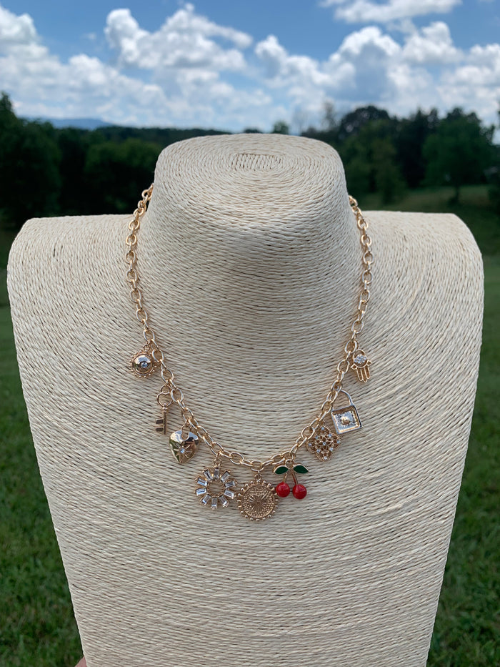 Golden Glimmer Charm Necklace
