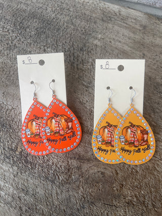 2773- Happy Fall Beaded Y’all Earrings