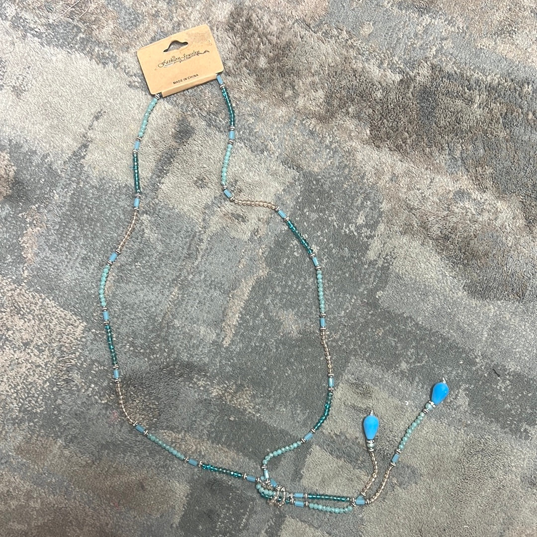2049- Blue Beaded Multi Style Necklace