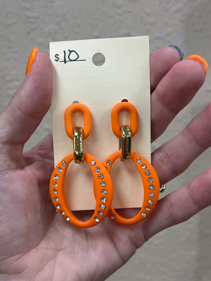 2950- Orange Bling Clay Hoop Earrings *TN COLLECTION*