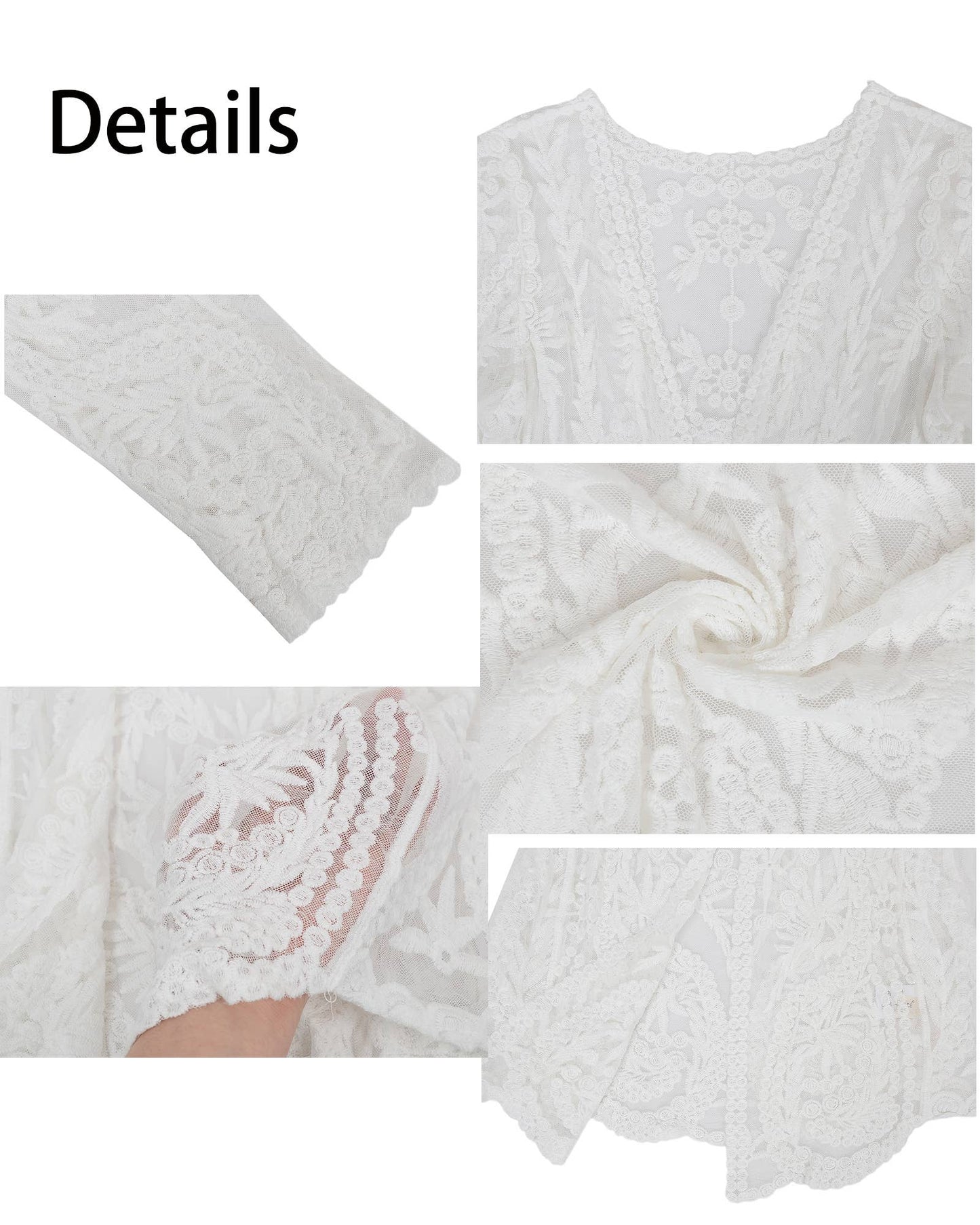 3343- White Lace Tie Kimono