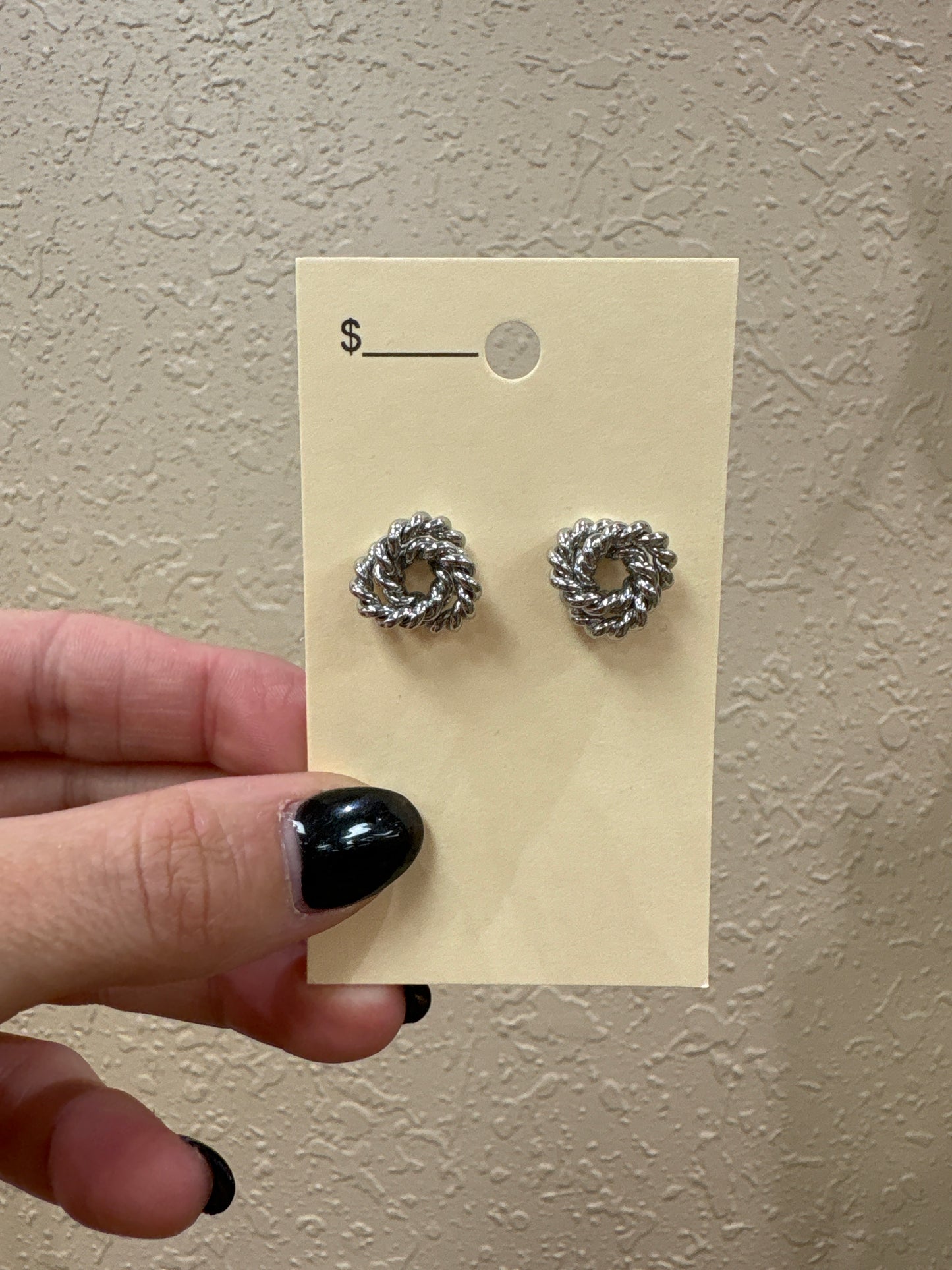 3373- Silver Rope Stud Earrings