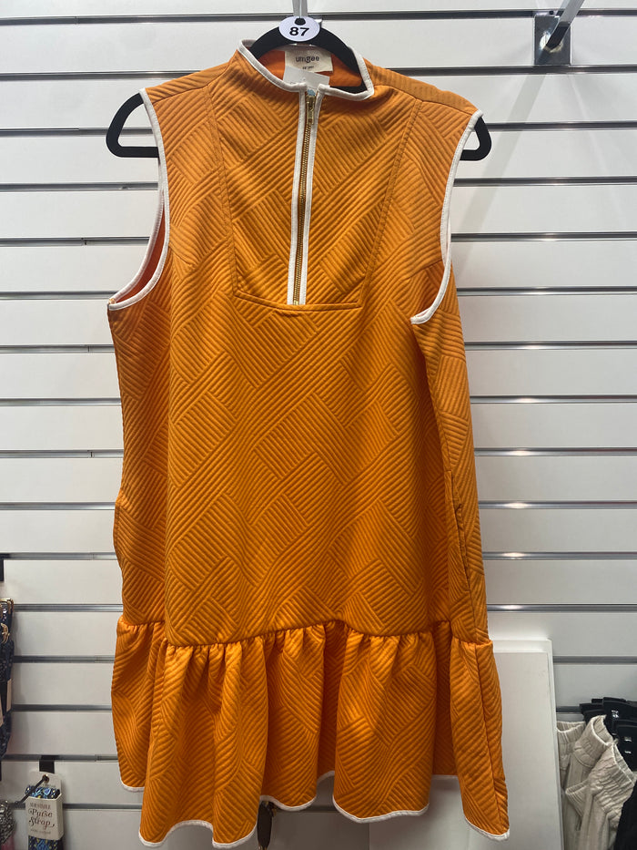 2776- Orange Jacquard Tank Mini Dress