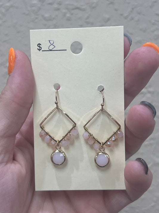 2884- Pink Diamond Earring w/ Pendant