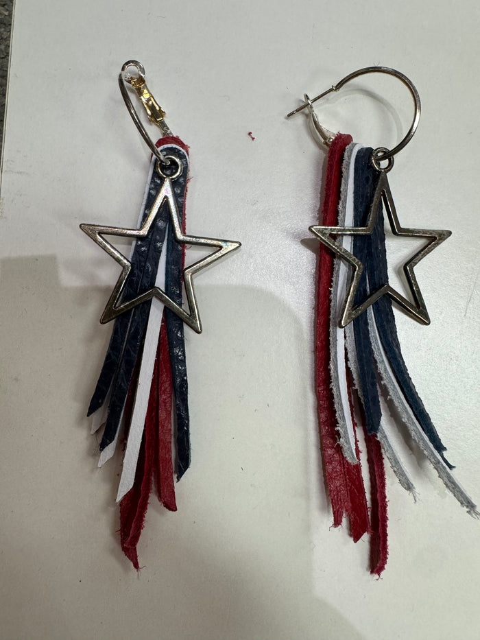 Red, White, Blue Star Layered Earrings