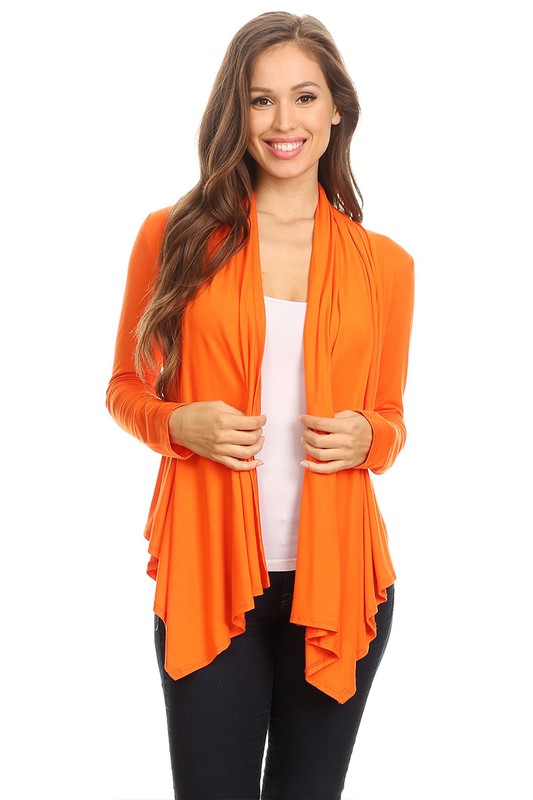 9968- Orange Waist Length Light Weight Cardigan