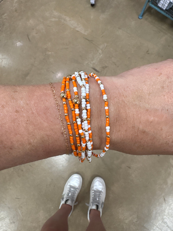 Orange & White Beaded Bracelet Set *TN COLLECTION*