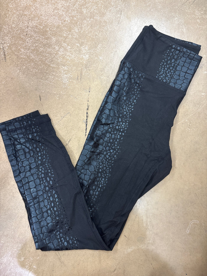 (18) Black Full Length Leggings w/ Leopard Detail *FINAL SALE* *DOORBUSTER*