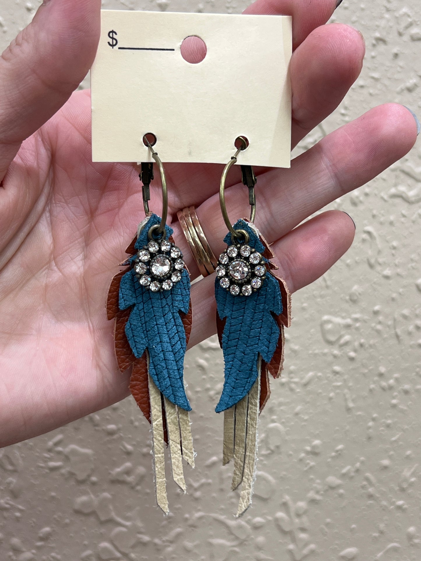 3033- Rust & Navy Blue Layer Earrings