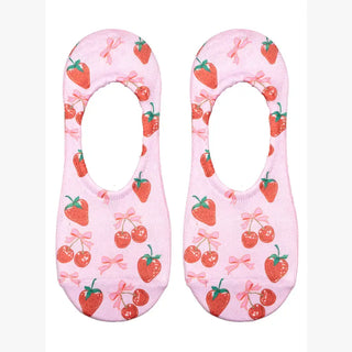 No-Show Liner Socks - Sweet Fruits & Bows - Pink