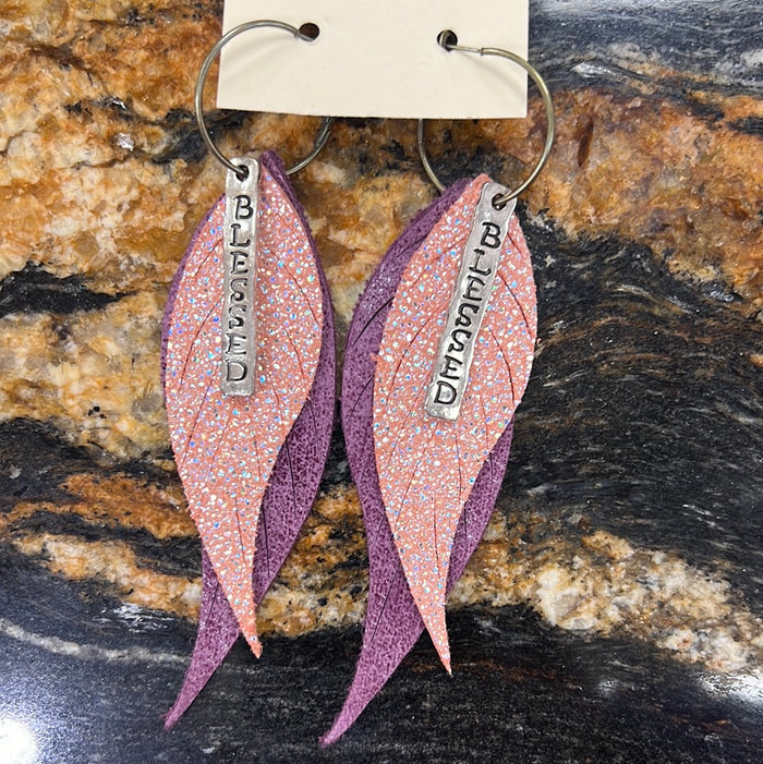 986- Blessed Pink/Purple Layer Earrings