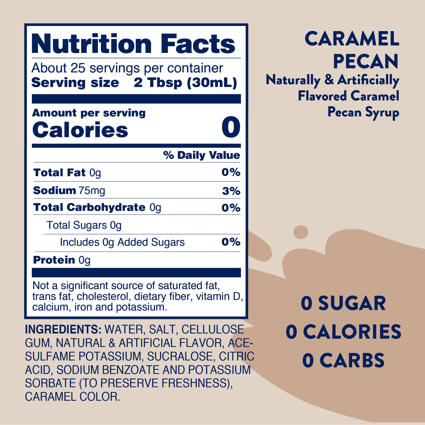 3806- Sugar Free Caramel Pecan 750ml - Skinny Syrup