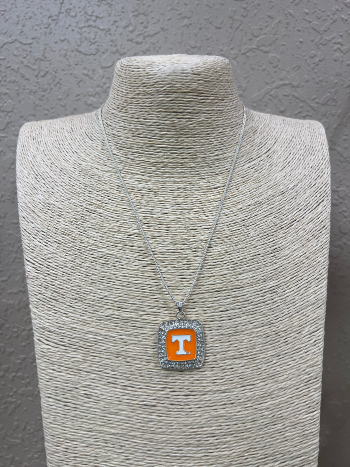 3302- Square Bling Power T Necklace *TN COLLECTION*